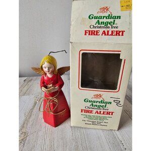 Vintage calfax guardian Angel fire alert Christmas‎ tree cherub as is